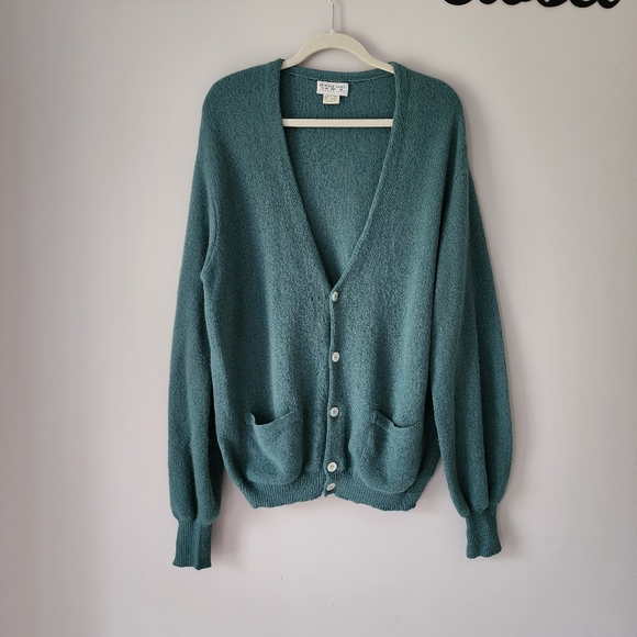 Tuttle Golf 100% Alpaca Sage Green Front Buttons Cardigan Size XL - Picture 2 of 9